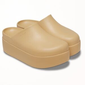CROCS Tan Platform Mules